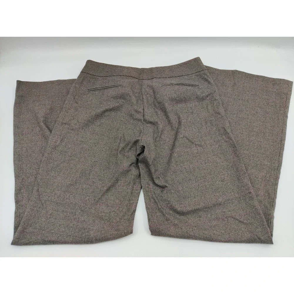 ANTONIO MELANI Women's Plaid Wide Pants Brown Viscose Polyester‎ Blend Size 8